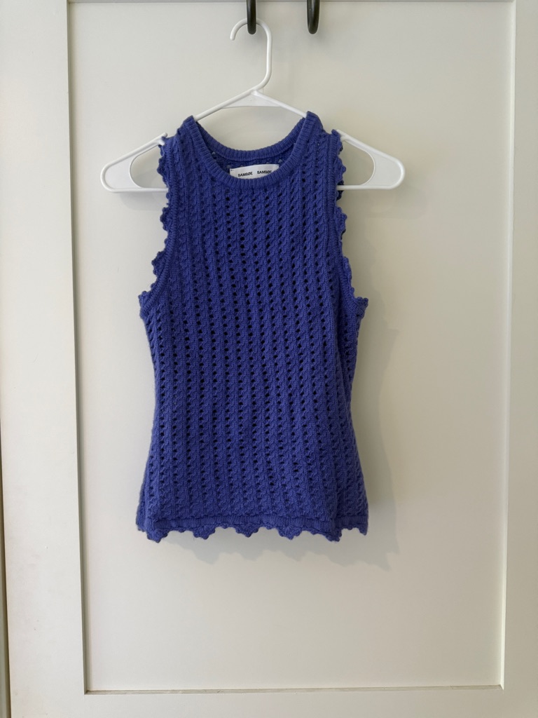 Samse & Samse Wool Blend Crochet Sweater Vest In Iris Bloom